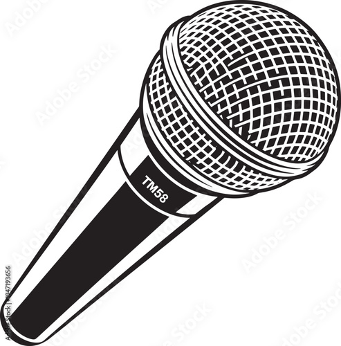 microphone TM55 model Black and white illustration of a dynamic