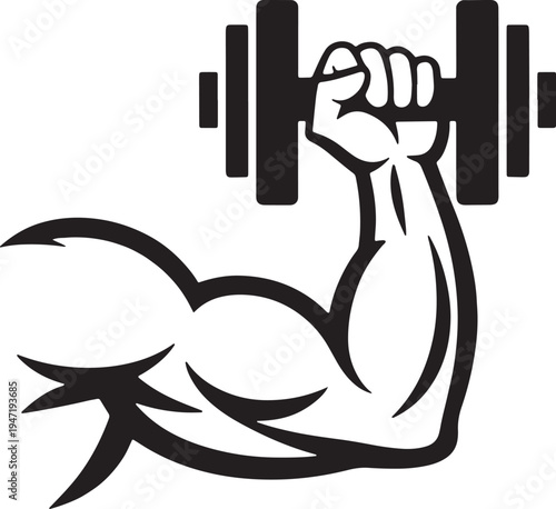 Muscular Arm Lifting Weight Fitness Illustration