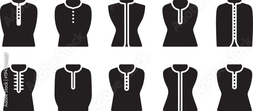 various men Panjabi silhouettes with different necklines