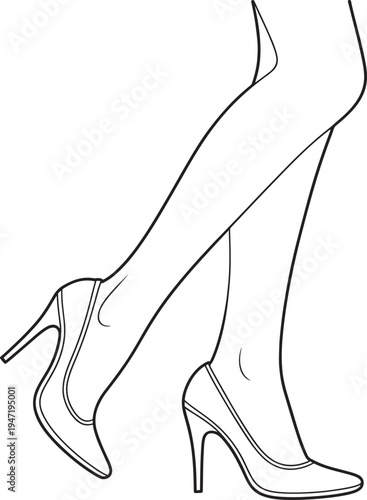 Woman legs in dynamic pose wearing high heels, stiletto shoes