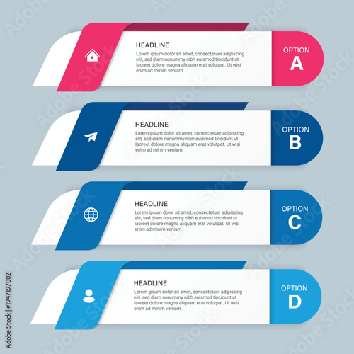 A colorful infographic template with four options for presenting information in a visually appealing way
