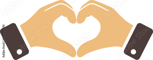 Two hands form a heart shape showing connection, care, and affection against a plain background.