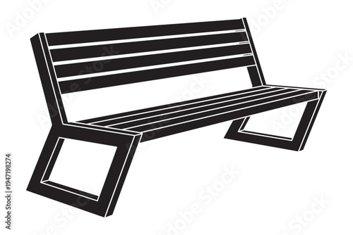 Park bench vector illustration in modern style black silhouette