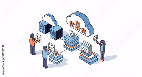 people working with big data, cloud computing and information exchange