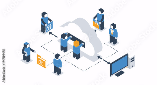 People interacting with technology and each other in a network