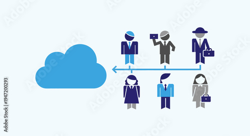 Cloud technology facilitating connection and collaboration among diverse business professionals and users in a digital network environment.