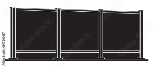Three panel advertising billboard structure vector illustration, outdoor display system