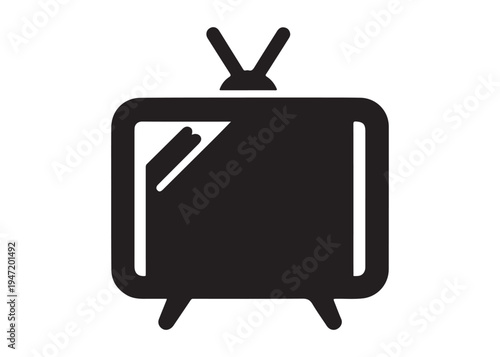 television logo silhouette vector, Vintage retro antenna television logo silhouette vector illustration, old tv logo, box tv logo, tv retro logo silhouette design on white background