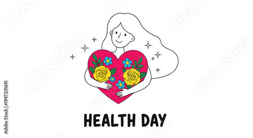 Vector illustration for Health Day with heart and woman