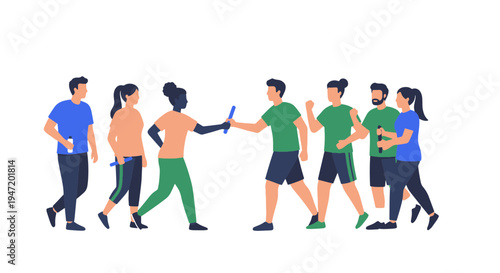 Athletic Diverse People Passing Equipment in a Team Sports Drill Demonstrating Collaboration and Fitness