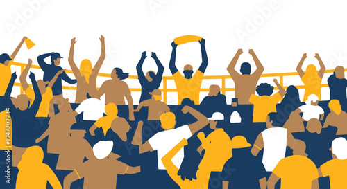 Excited Crowd of Diverse Sports Fans Cheering Enthusiastically at a Baseball Game in Stadium