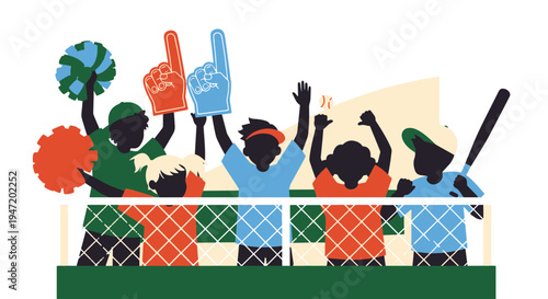 Excited Spectators Cheering for Their Team at a Baseball Game from Stadium Bleachers