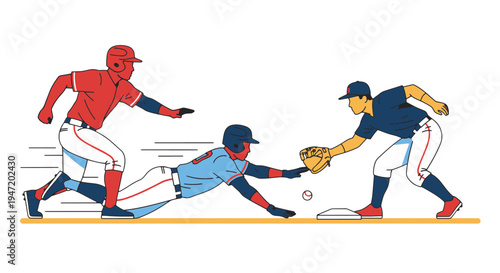 Professional Baseball Action with a Player Sliding into Base While an Opposing Fielder Attempts a Tag