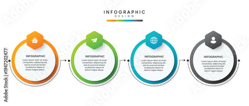A colorful infographic template with five interconnected circles for business strategy planning