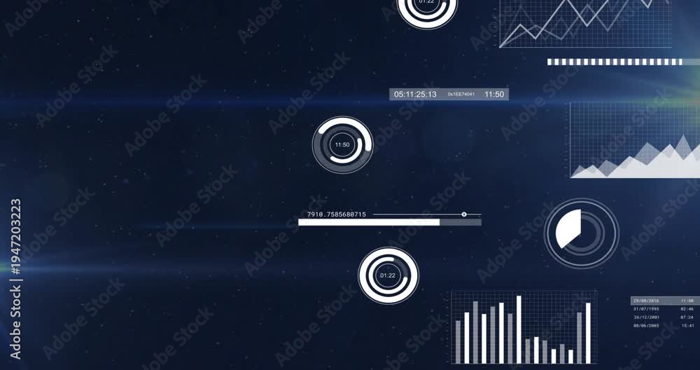 Vidéo Stock Timeline advancing, tech HUD cluster sliding right ...