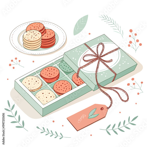 Sweet Treats Assortment in Gift Box with Festive Decorations