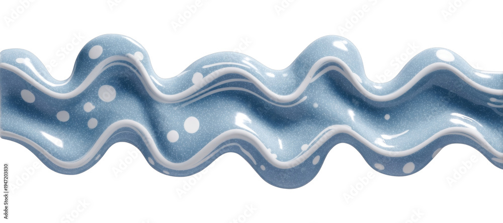 Fototapeta premium PNG Wavy blue ceramic border design.