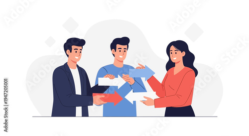 Teamwork and Collaboration: People Exchanging Ideas with Arrows