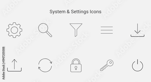System and Settings Line Icons Set