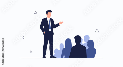 Businessman Presenting to Audience, Speaker Giving Speech, Business Meeting, Corporate Event