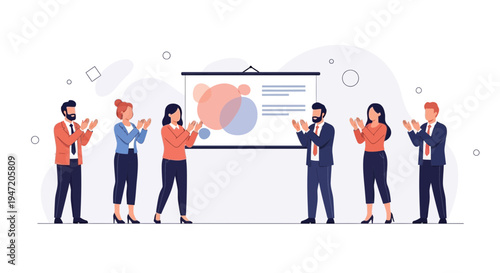 Business team applauding during presentation, successful meeting, teamwork, success, celebration