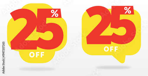25% sale, store, retail, off, special, offer, sticker, tag, banner, percent, commerce. Business, discount, price, value, ads, set, icon, vector