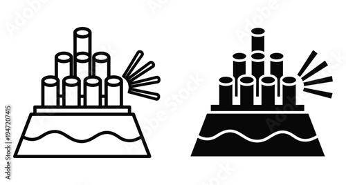Japanese kadomatsu traditional new year decoration icon set featuring bamboo stalks and pine branches for lunar holiday celebration cultural symbol