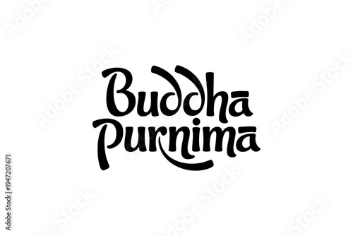 Happy Buddha Purnima Peaceful Buddhist Festival Typography Design
