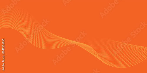 Abstract orange background with flowing wave lines. Glowing wavy lines. Shiny colorful moving lines design element. Modern dynamic wave pattern. Suit for website, poster, brochure, banner, flyer