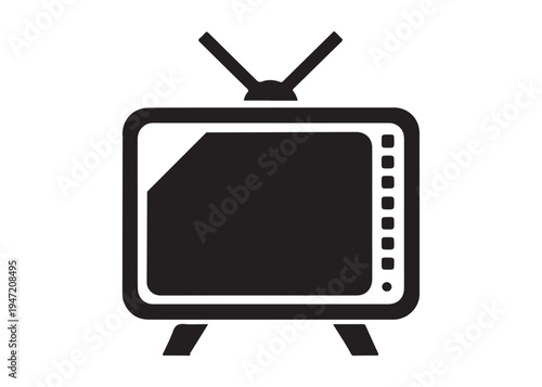 television logo silhouette vector, Vintage retro antenna television logo silhouette vector illustration, old tv logo, box tv logo, tv retro logo silhouette design on white background