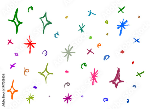 Colorful Stars Background Crayon Chalk Drawing Vector