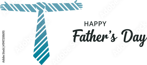 Happy father's day celebration with tie shaped letter t greeting card