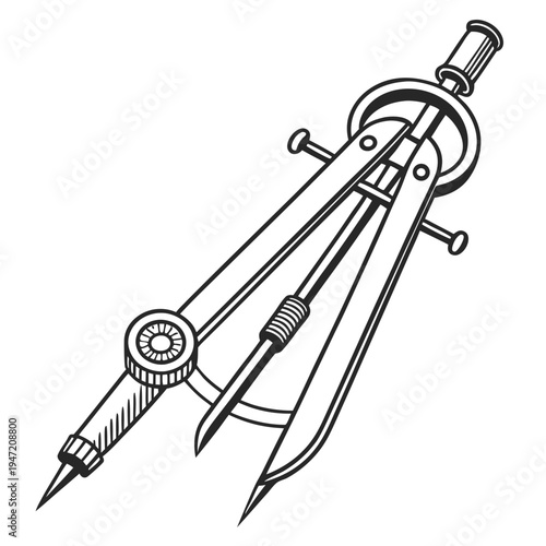 compasses silhouette black and white vector illust (1)