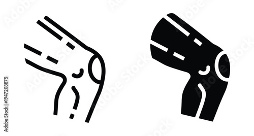 Human knee joint icon set representing orthopedic health medical anatomy surgery patella leg bone pain relief treatment rehabilitation physical therapy