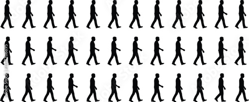 Photos Man walking silhouette sequence collection showing step by step motion poses, ma