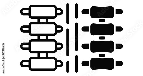 Human spine vertebrae icon set for chiropractic orthopedic medical healthcare anatomy spinal column treatment back pain relief massage therapy spinal vertebrae