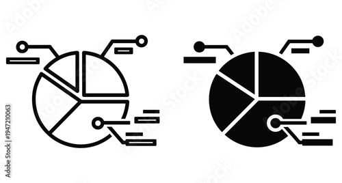 Pie chart icons with data callouts and labels for business analytics financial reporting statistical visualization and information dashboard design elements