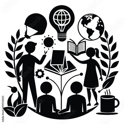 collaborative learning silhouette black and white (1)