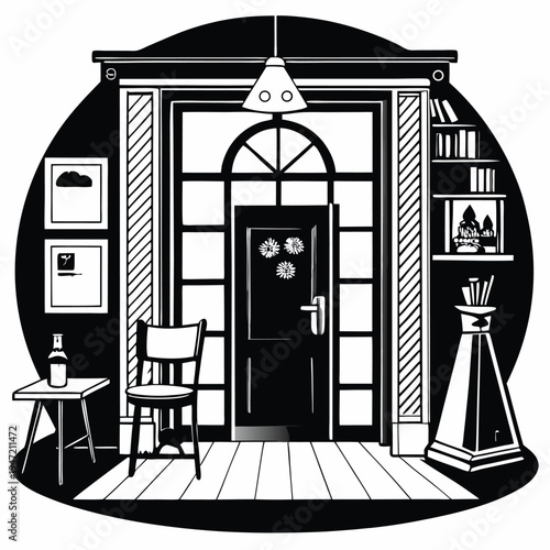 classroom door silhouette black and white vector i (1)