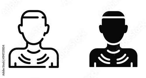 Malnourished person icon set showing visible ribs representing hunger starvation poverty famine health crisis medical condition and thin body silhouette