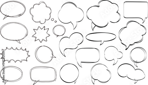 Adobe Illustrator Artwork. A collection of vector hand-drawn clouds for text