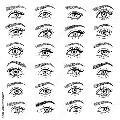 Realistic Human Eyes Hand Drawn Sketch Collection

