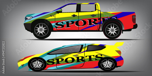 creative art vector modified racing car with the same version.
