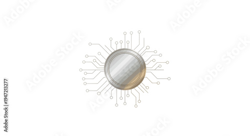 Digital circuit board with central processor chip, technology concept