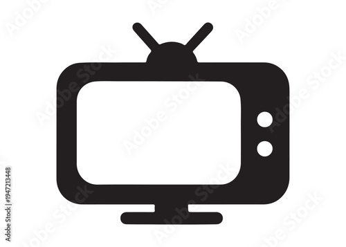 television logo silhouette vector, Vintage retro antenna television logo silhouette vector illustration, old tv logo, box tv logo, tv retro logo silhouette design on white background