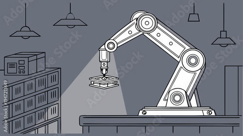 Artificial Intelligence Robot Illustration  for Data Analysis, Research, and Future Technology