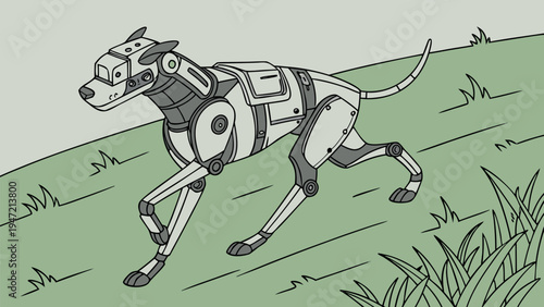 Artificial Intelligence Robot Illustration  for Data Analysis, Research, and Future Technology