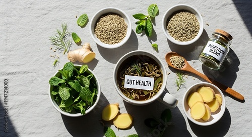 Natural ingredients promoting healthy gut digestion and wellness
