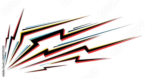 Dynamic Abstract Lightning Bolt Burst, Energetic Speed Lines, Vivid Colors