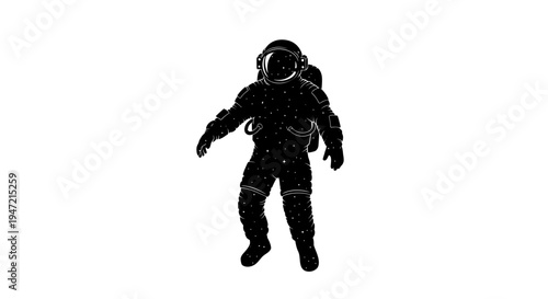 Astronaut Silhouette Floating in Space with Stars